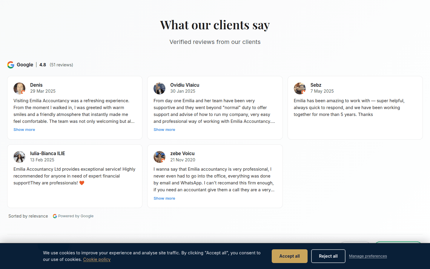 Client testimonials