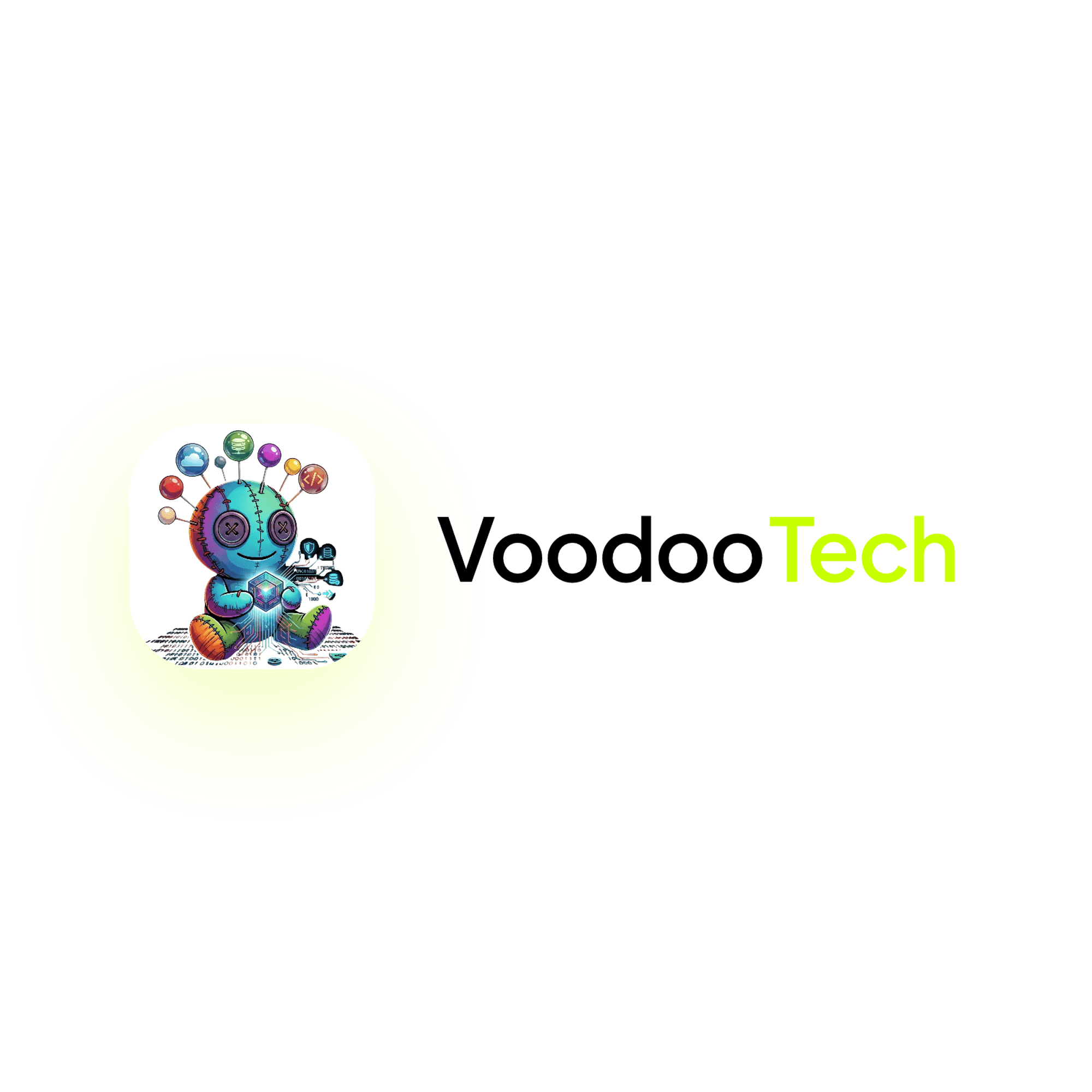 VoodooTech logo on a white background, Voodoo in black and Tech in lime